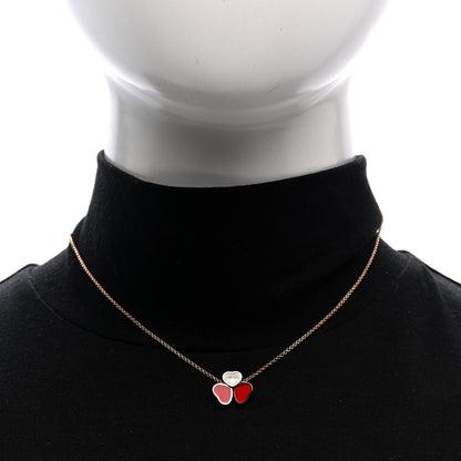 Chopard 18K Rose Gold Diamond Happy Hearts Wings Pendant Necklace Red 2 of 5