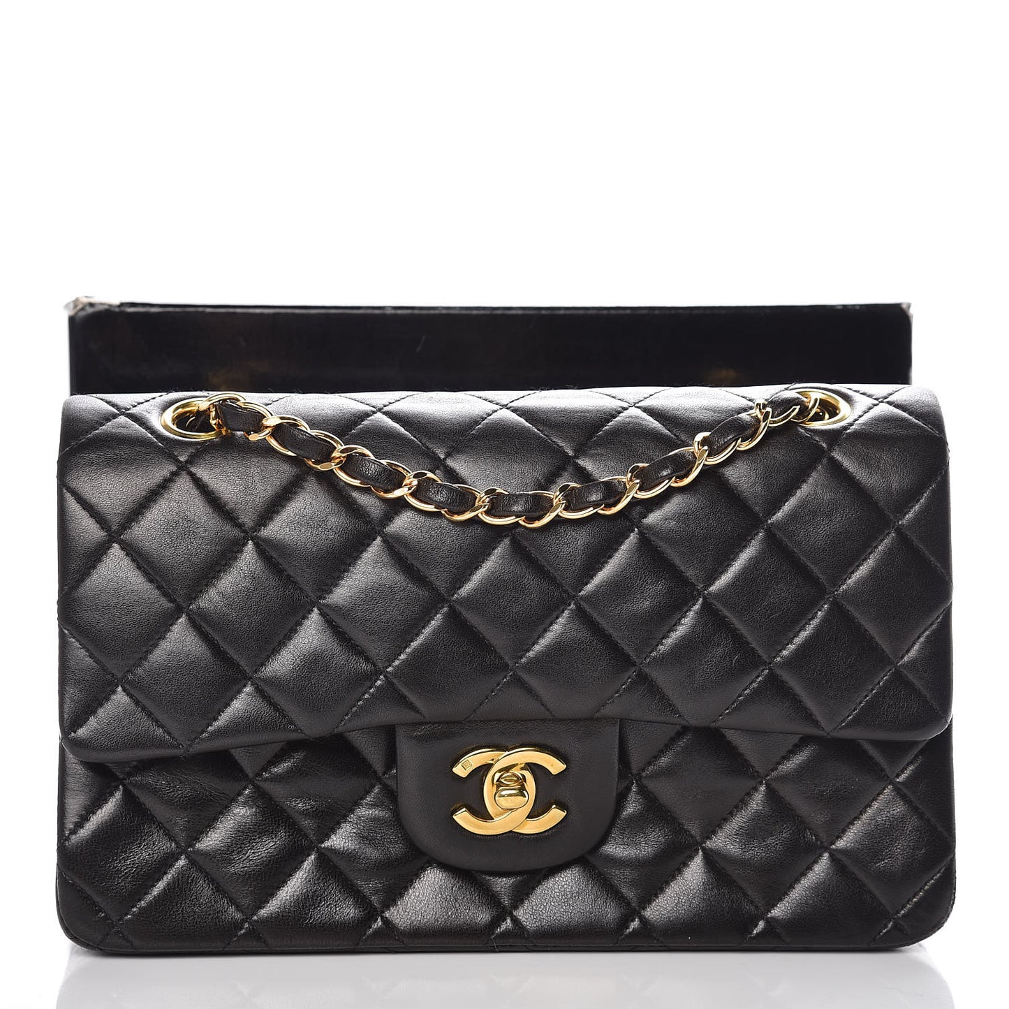 Lambskin Quilted Small Double Flap Black