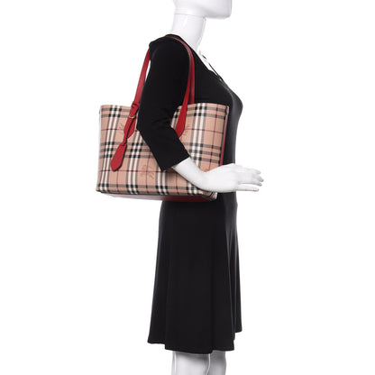 Burberry Haymarket Check Small Reversible Tote Poppy Red 2 of 19
