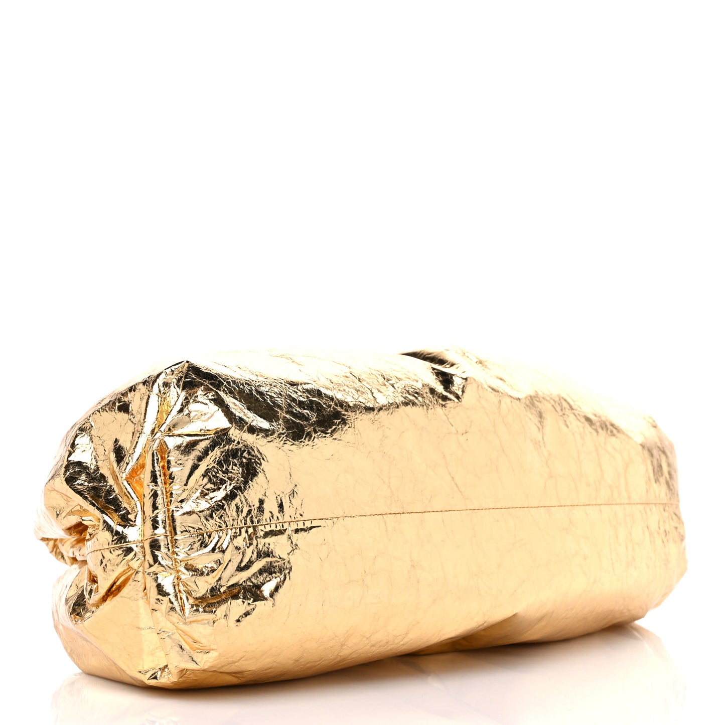 Metallic Crinkled Lambskin The Pouch Oversized Clutch Oro