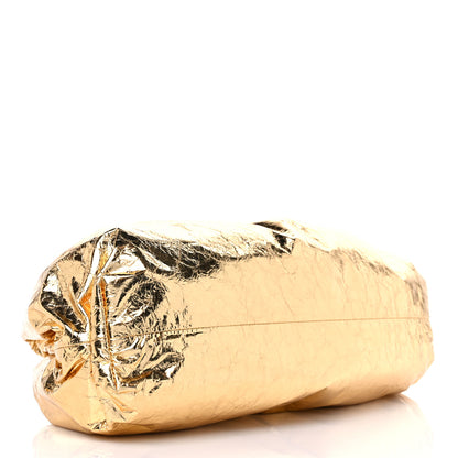 Bottega Veneta Metallic Crinkled Lambskin The Pouch Oversized Clutch Oro 4 of 8