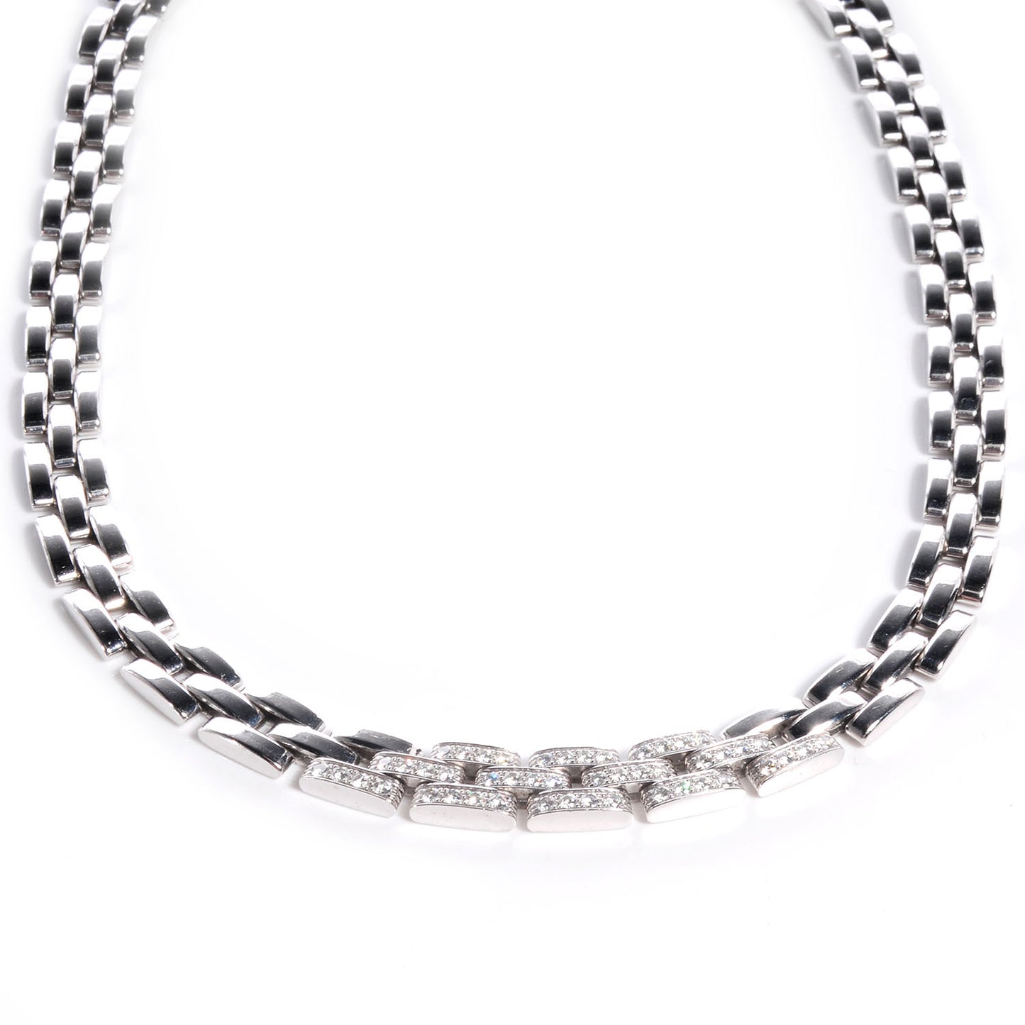 18k White Gold Diamond Panthere Maillon Necklace