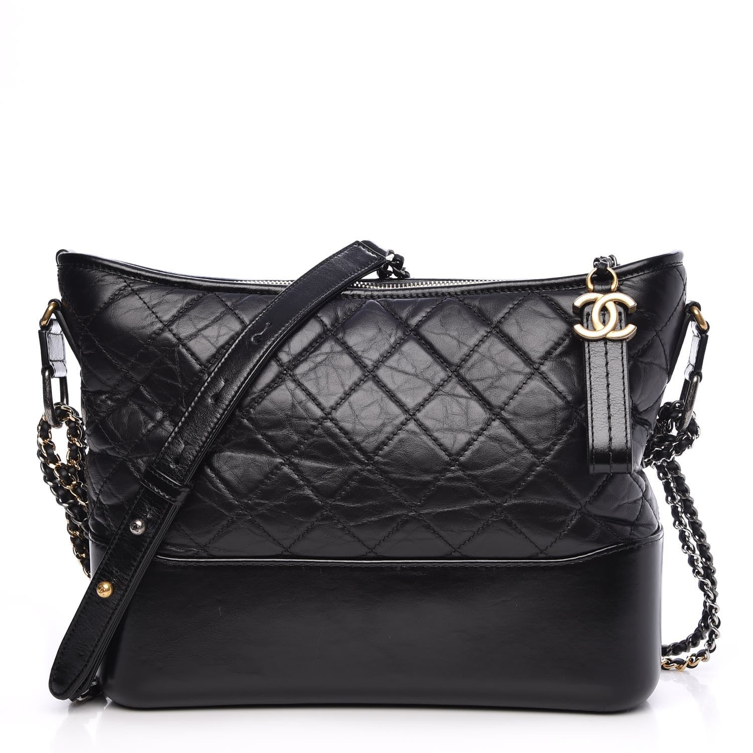 Chanel Aged Calfskin Quilted Medium Gabrielle Hobo Black 1 of 8