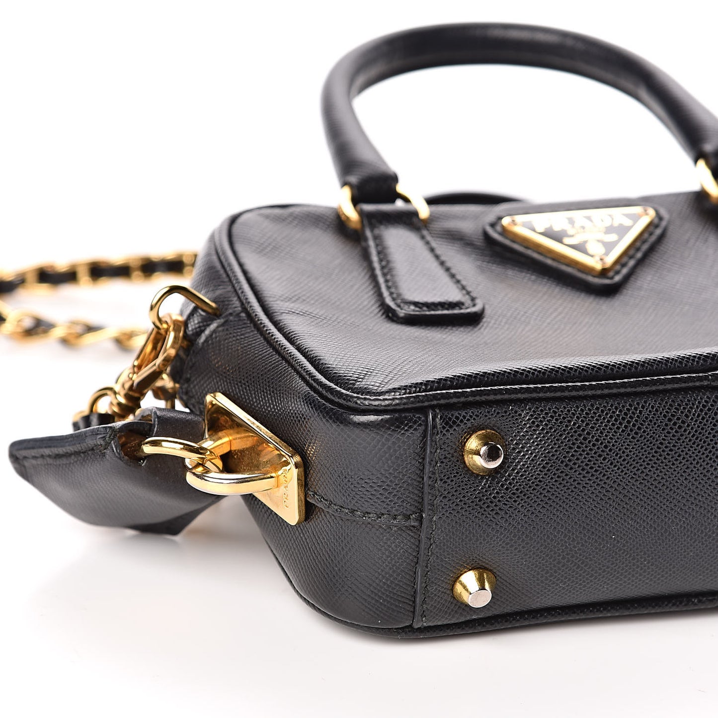 Saffiano Lux Mini Top Handle Crossbody Bag Black