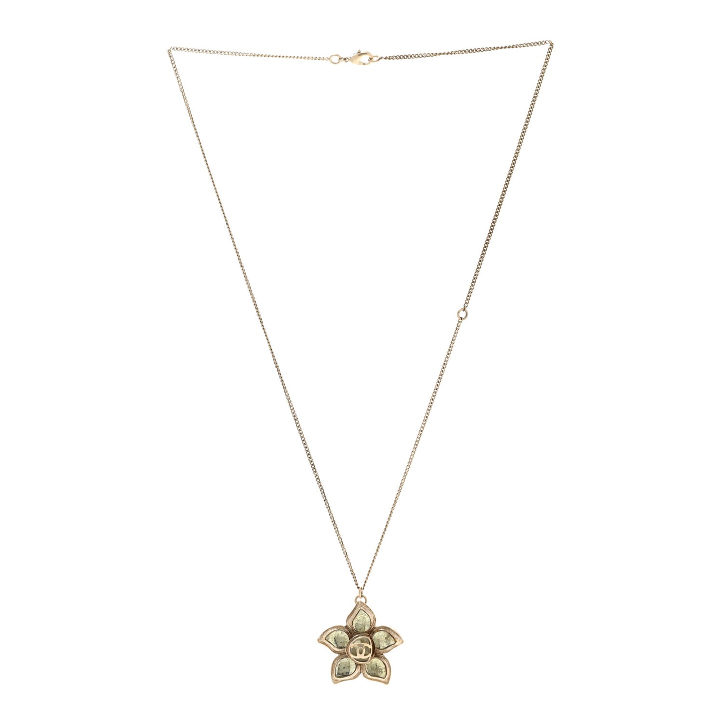 Resin Metal CC Flower Necklace Gold