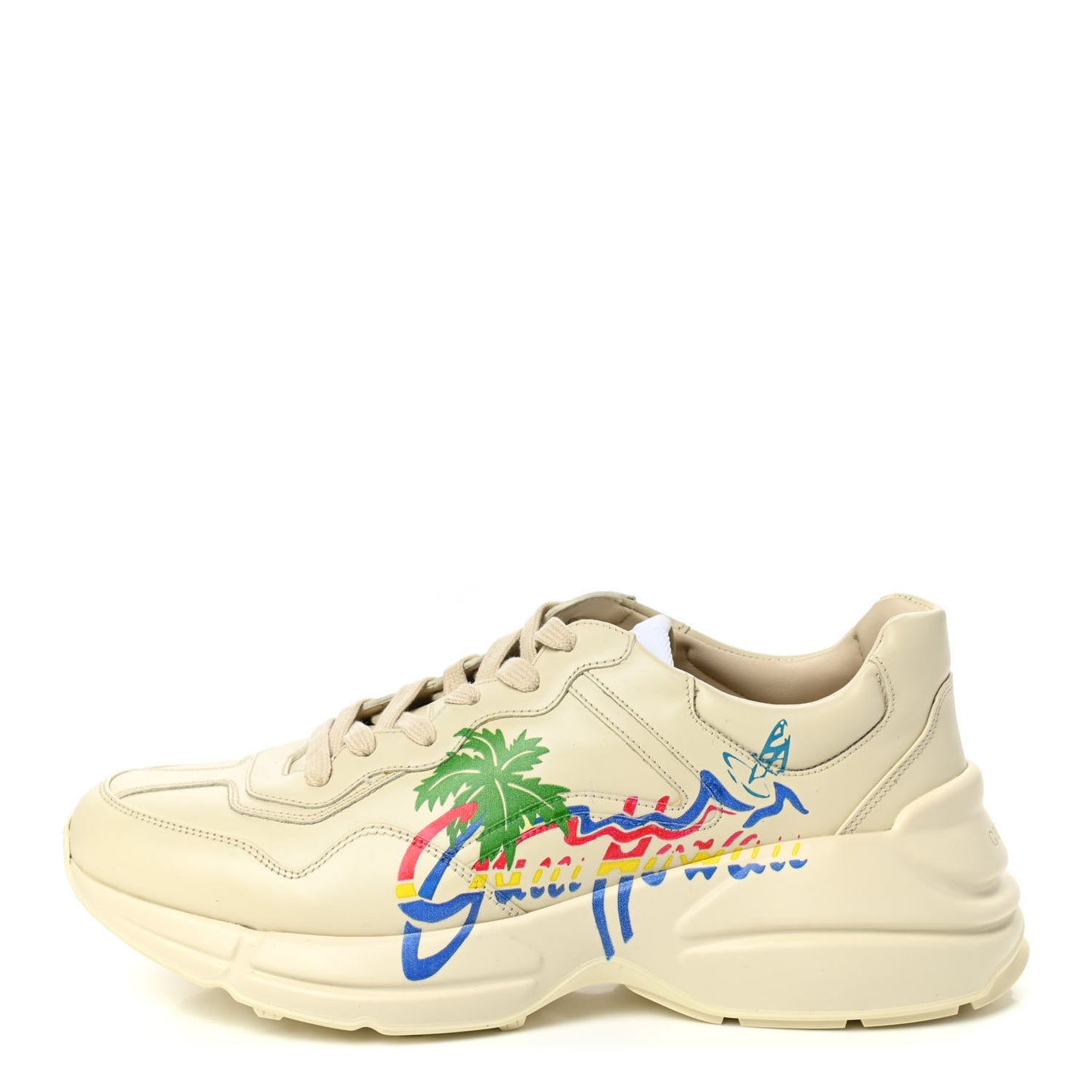 Calfskin Hawaii Printed Mens Rhyton Sneakers 8.5 White