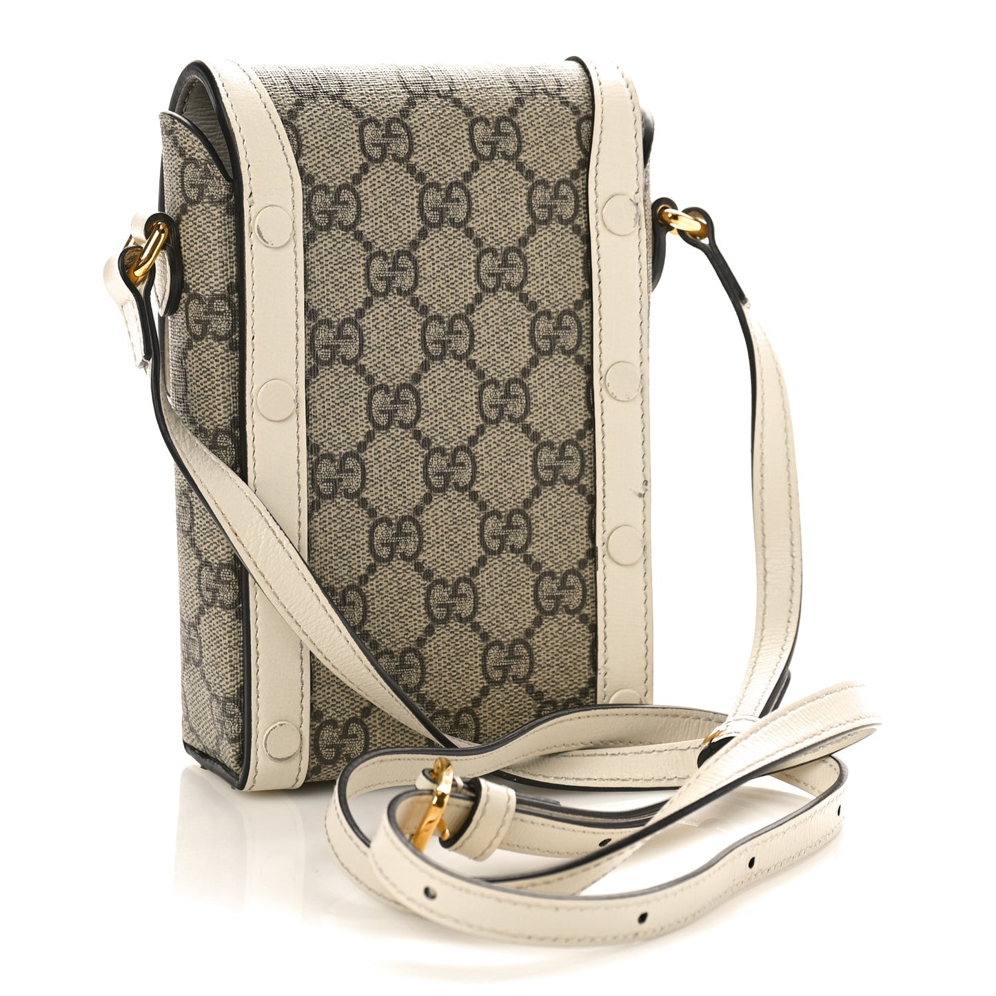 GG Supreme Monogram Azalea Calfskin Mini Horsebit 1955 Crossbody Bag Beige Ebony Mystic White