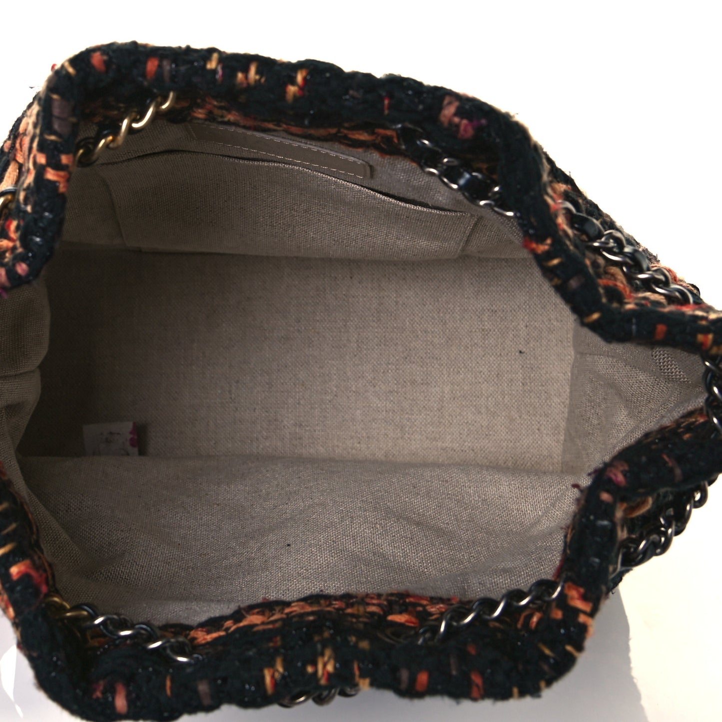 Tweed Calfskin Quilted Gabrielle Backpack Black Orange
