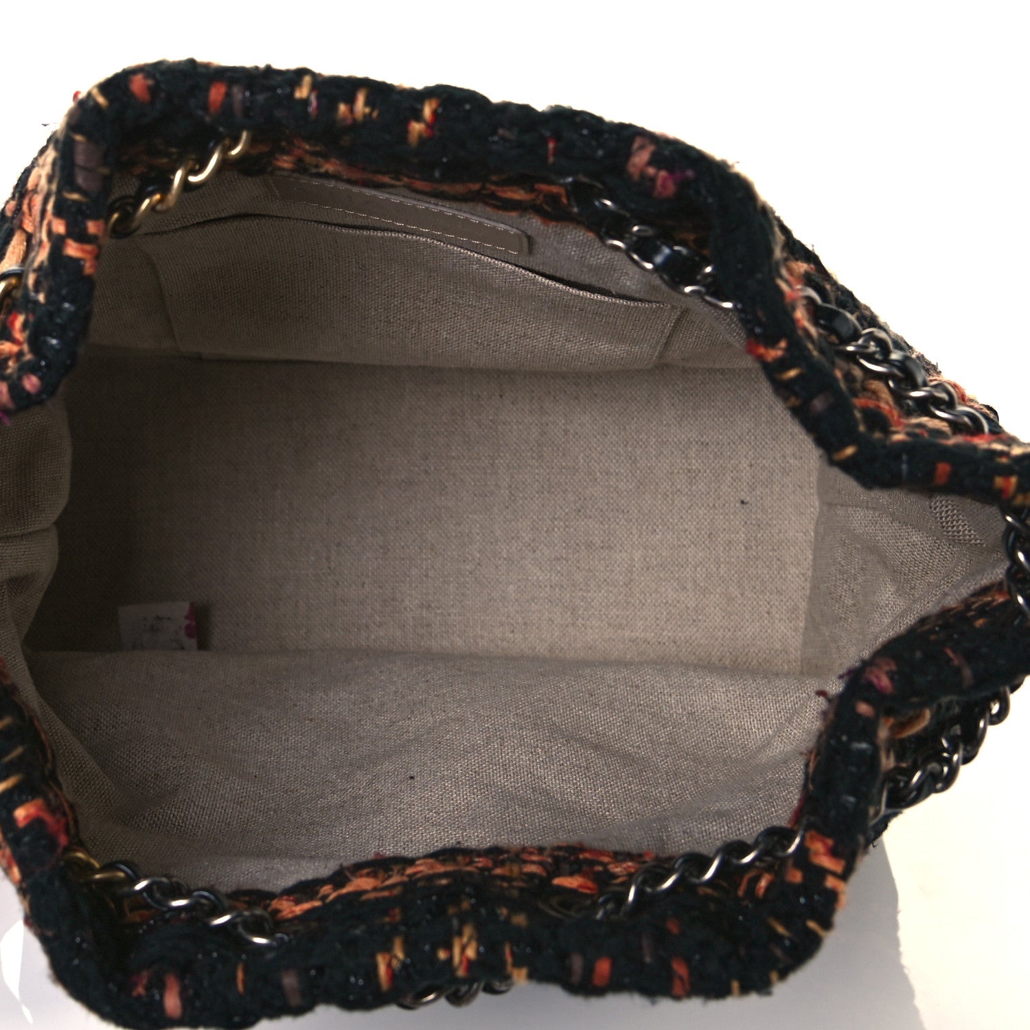 Chanel Tweed Calfskin Quilted Gabrielle Backpack Black Orange 4 of 7