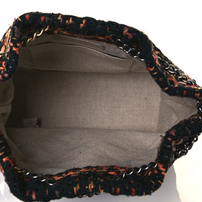 Chanel Tweed Calfskin Quilted Gabrielle Backpack Black Orange 4 of 7