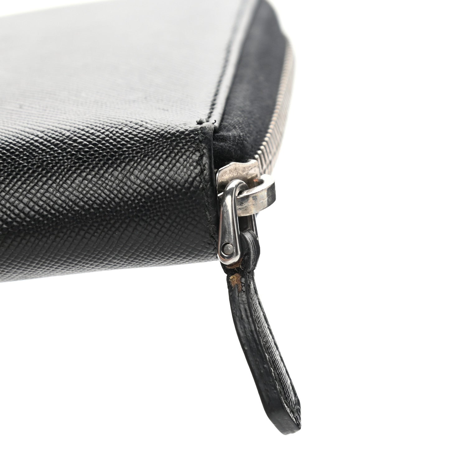 Prada Saffiano Triangle Zip Around Wallet Black 8 of 9