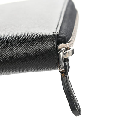 Prada Saffiano Triangle Zip Around Wallet Black 8 of 9