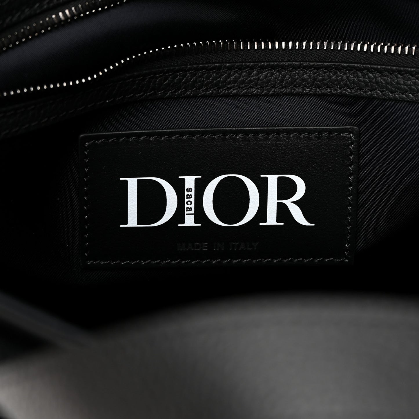 Nylon Grained Calfskin Saddle Tote Black