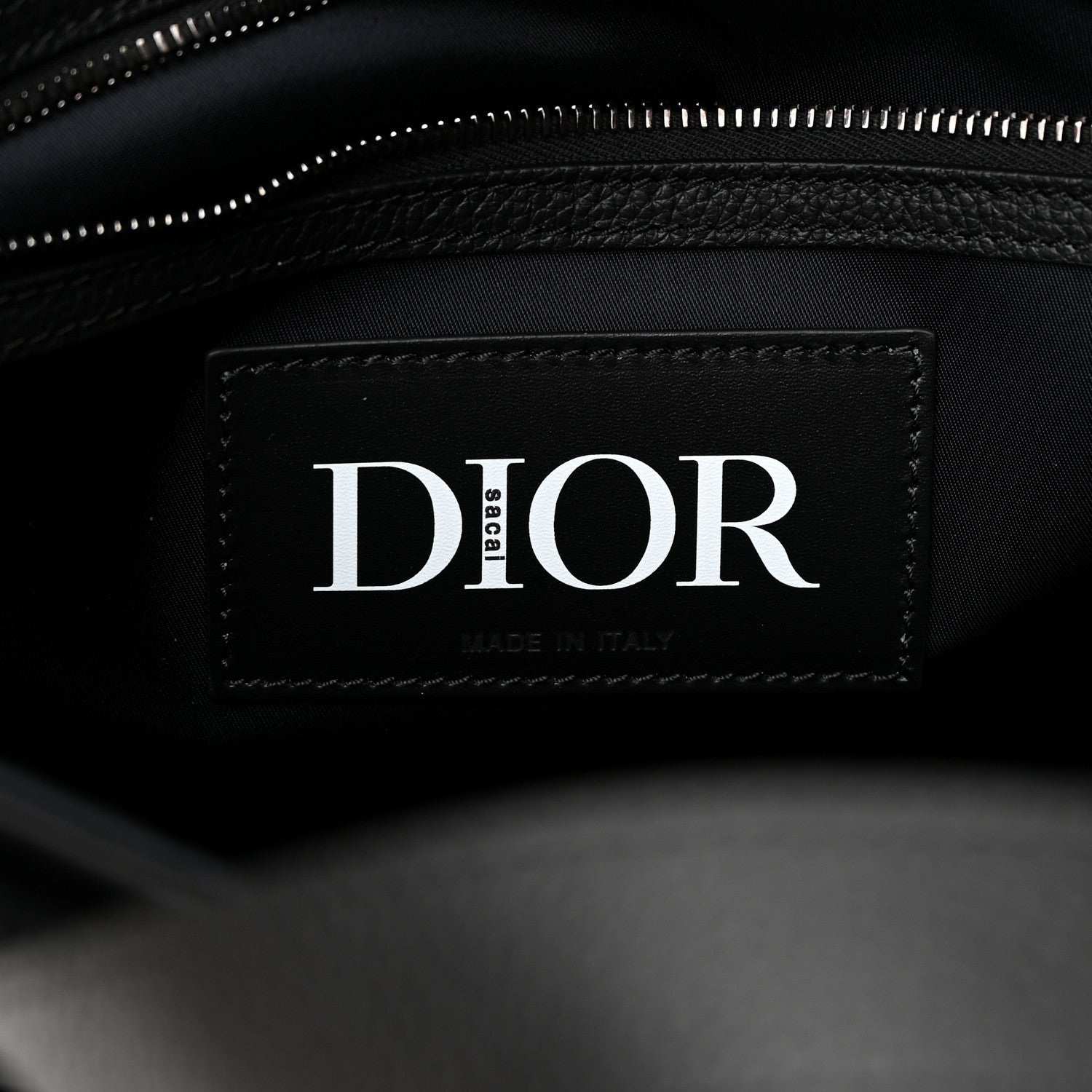 Christian Dior Nylon Grained Calfskin Saddle Tote Black 6 of 11