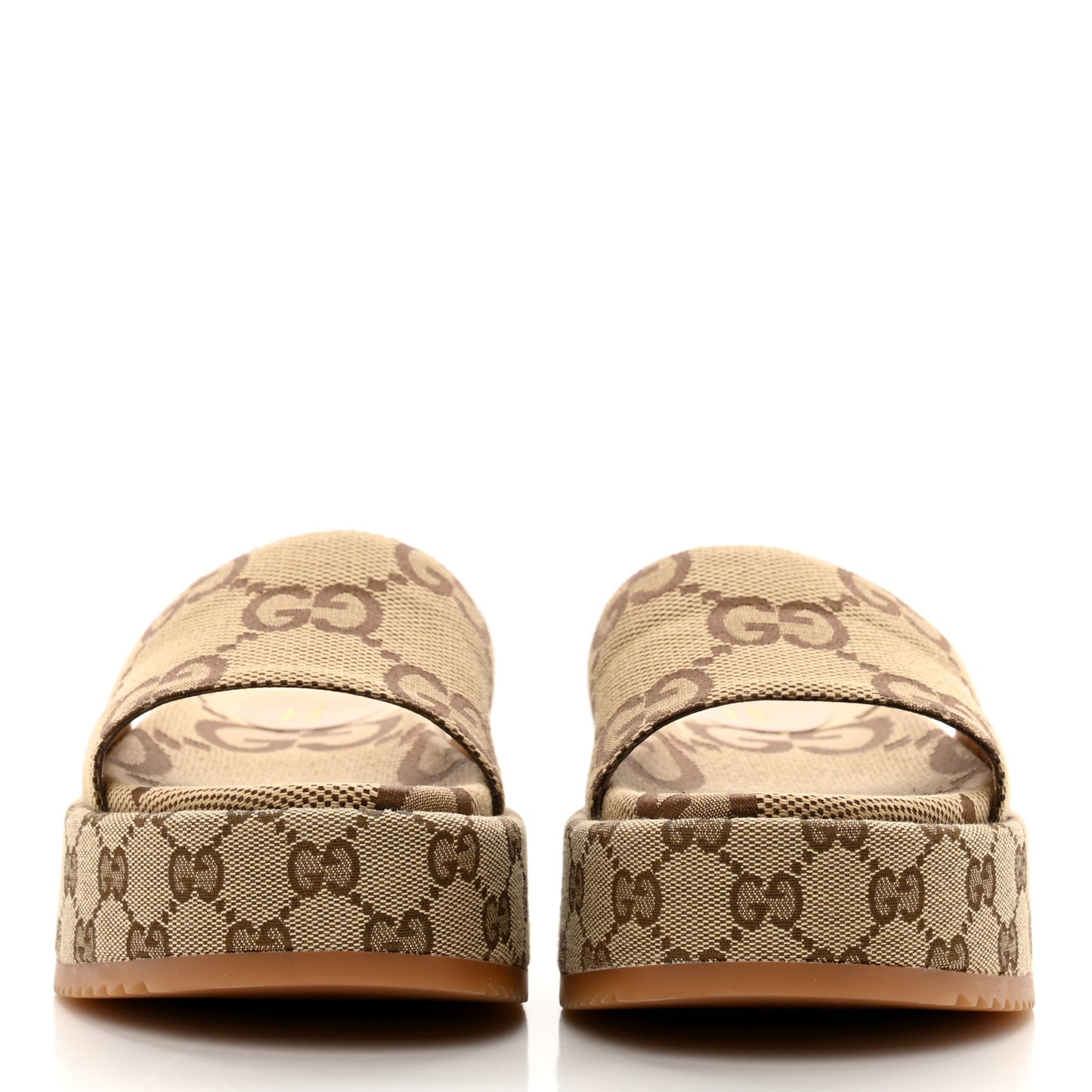 Monogram Maxi GG Angelina Platform 55mm Slide Sandals 39 Camel Ebony