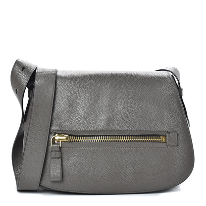 Tom Ford Grained Calfskin Soft Jennifer Saddle Bag Graphite 1 of 14
