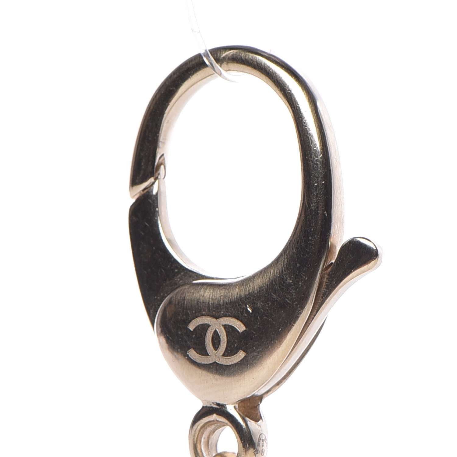 Chanel Metal Quilted CC Bag Charm Gold Pearly White 3 of 5