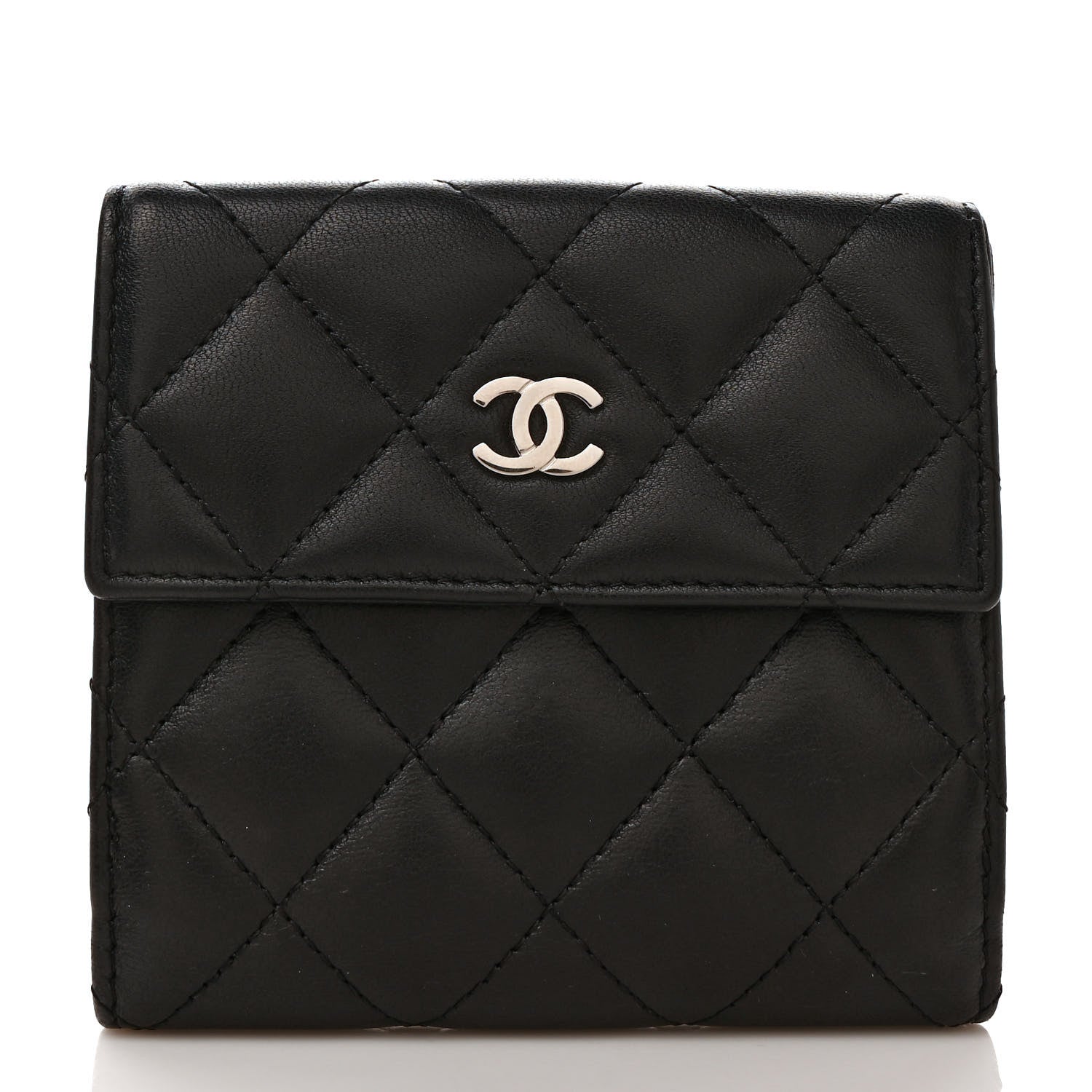 Chanel Lambskin Quilted Compact French Flap Wallet Black 1 of 7