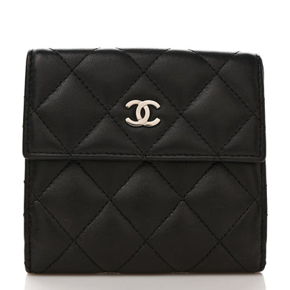 Chanel Lambskin Quilted Compact French Flap Wallet Black 1 of 7