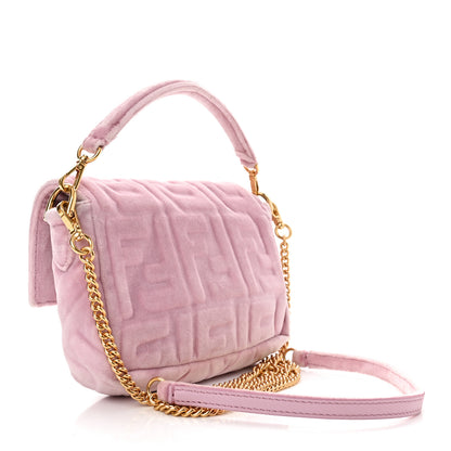 Fendi Velvet FF Embossed Mini Baguette Rosa Confetti 3 of 11