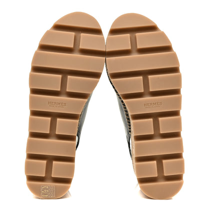 Hermes Goatskin Envie 30 Espadrille Wedge Sandals 36 Black 6 of 15