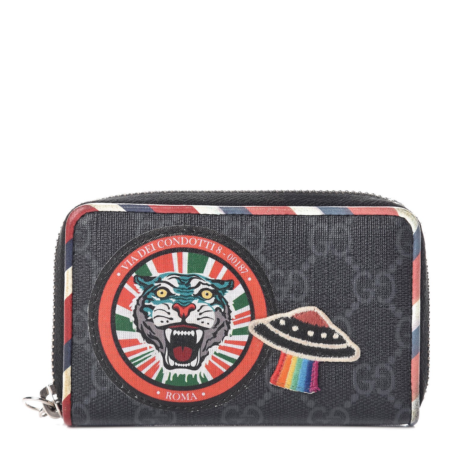 Gucci GG Supreme Monogram Night Courrier Embroidered Zip Around Card Case 1 of 11
