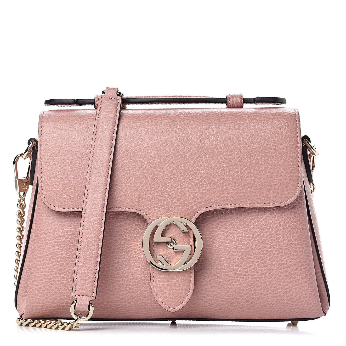 Dollar Calfskin Interlocking G Top Handle Shoulder Bag Soft Pink