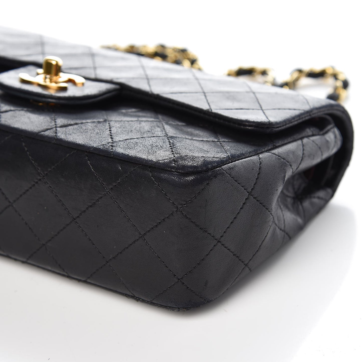 Lambskin Quilted Small Double Flap Black