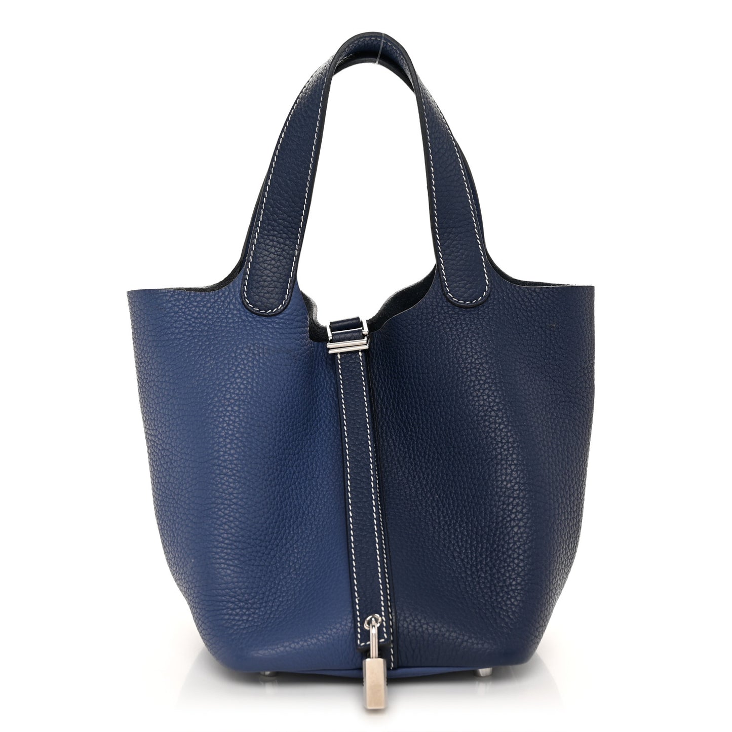 Taurillon Clemence Casaque Picotin Lock 18 PM Bleu Saphir Bleu Brighton