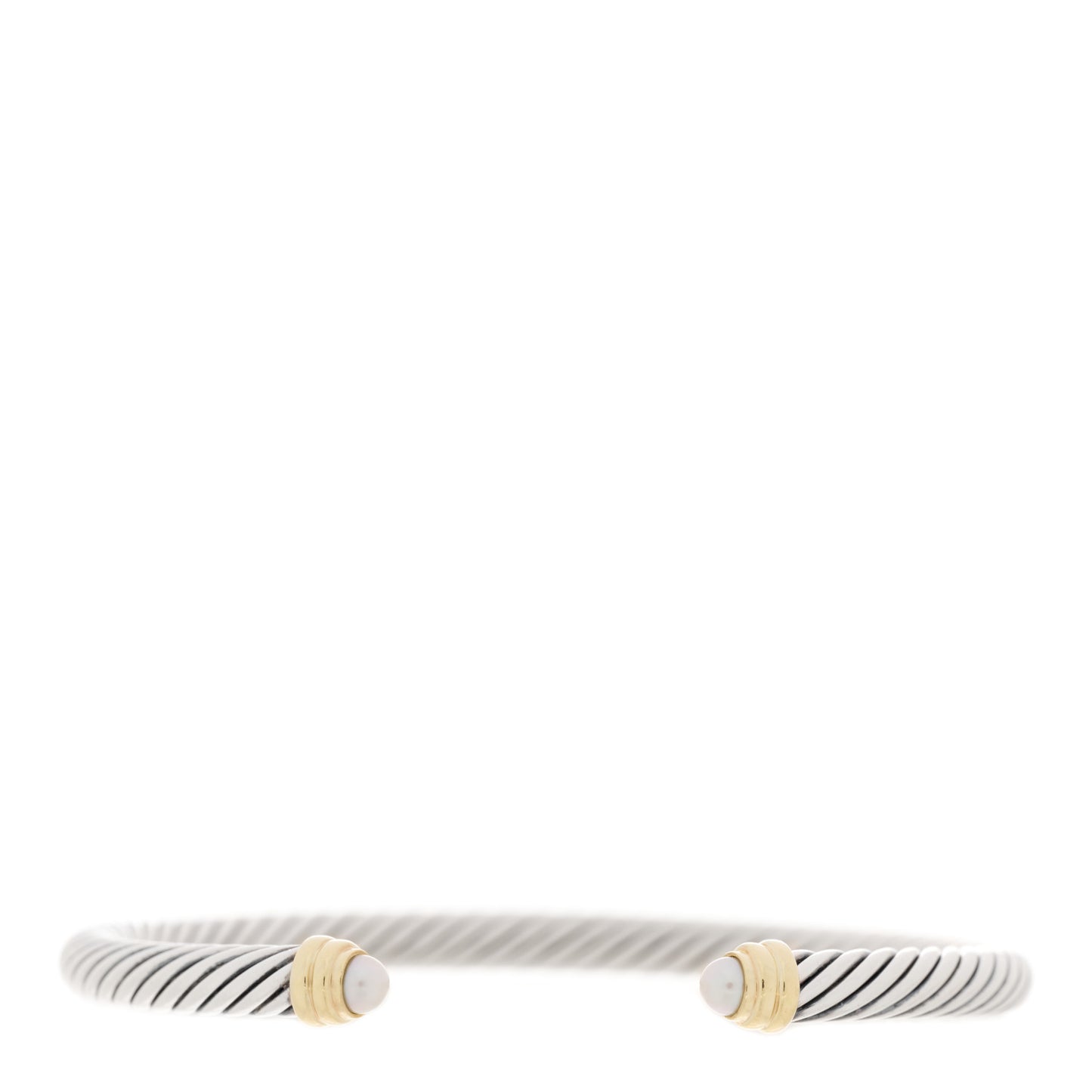 Sterling Silver 14K Yellow Gold Pearl 5mm Cable Classics Petite Color Bracelet