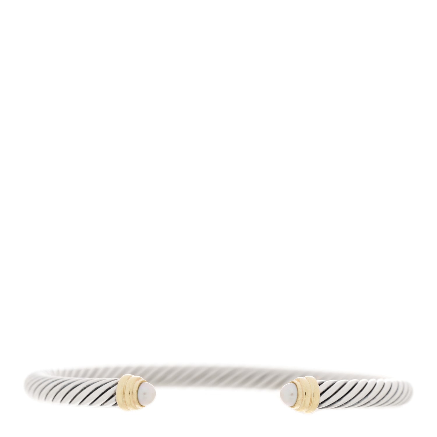 David Yurman Sterling Silver 14K Yellow Gold Pearl 5mm Cable Classics Petite Color Bracelet 1 of 3