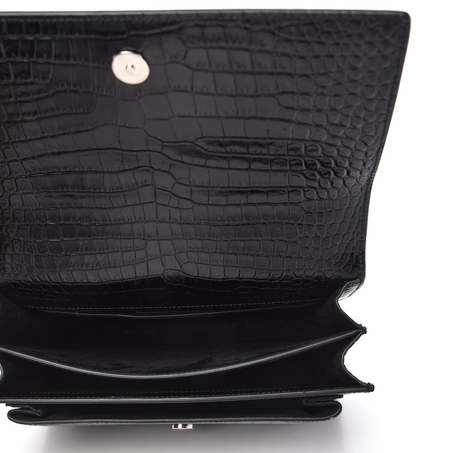 Calfskin Crocodile Embossed Medium Monogram Sunset Black