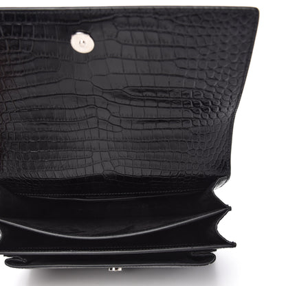 Saint Laurent Calfskin Crocodile Embossed Medium Monogram Sunset Black 5 of 9