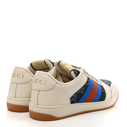 Gucci Denim GG Monogram Calfskin Web Mens Screener Sneakers 5 Blue Tea New Mystic White 4 of 9