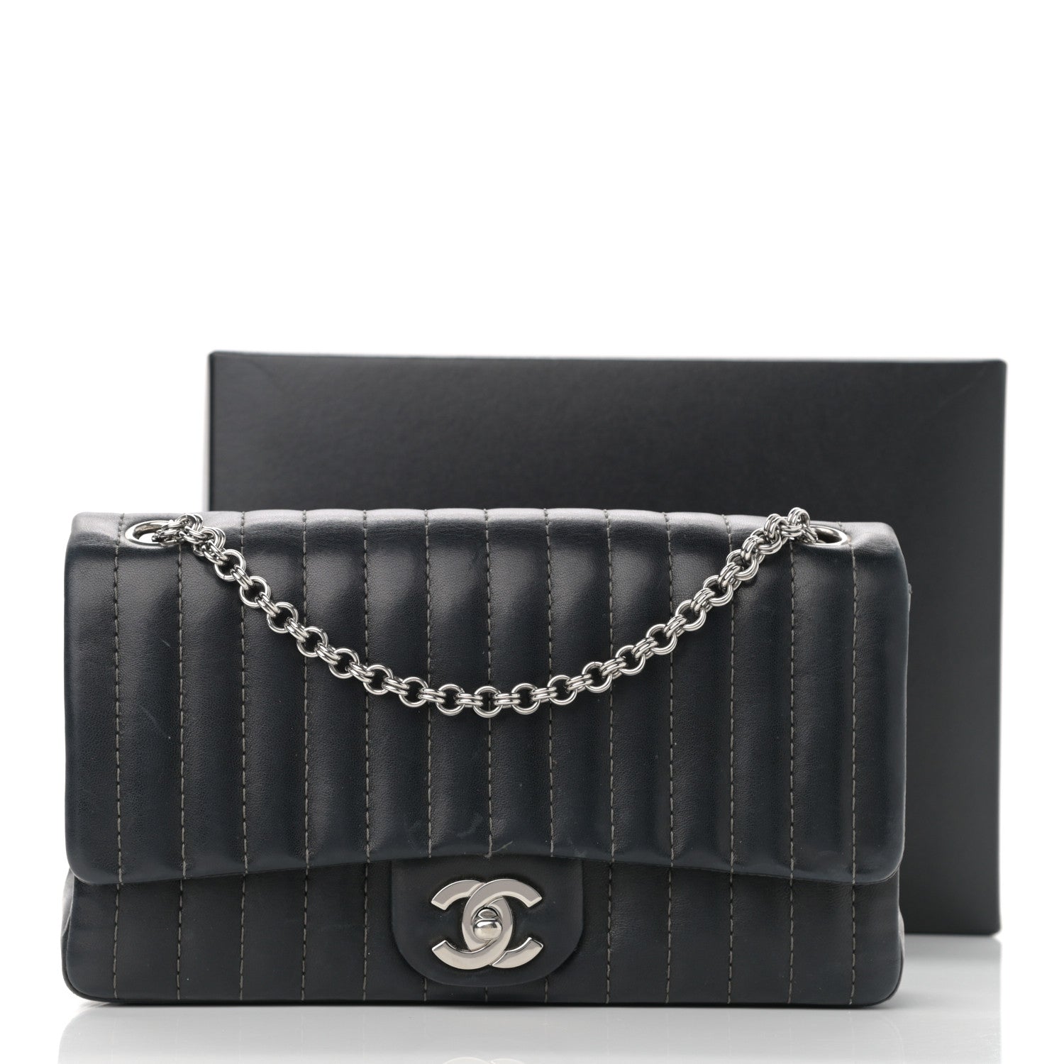 Chanel Lambskin Vertical Quilted Medium Single Flap Black 12 of 12