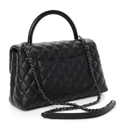 Chanel Caviar Lizard Quilted Small Coco Handle Flap Black 4 of 17