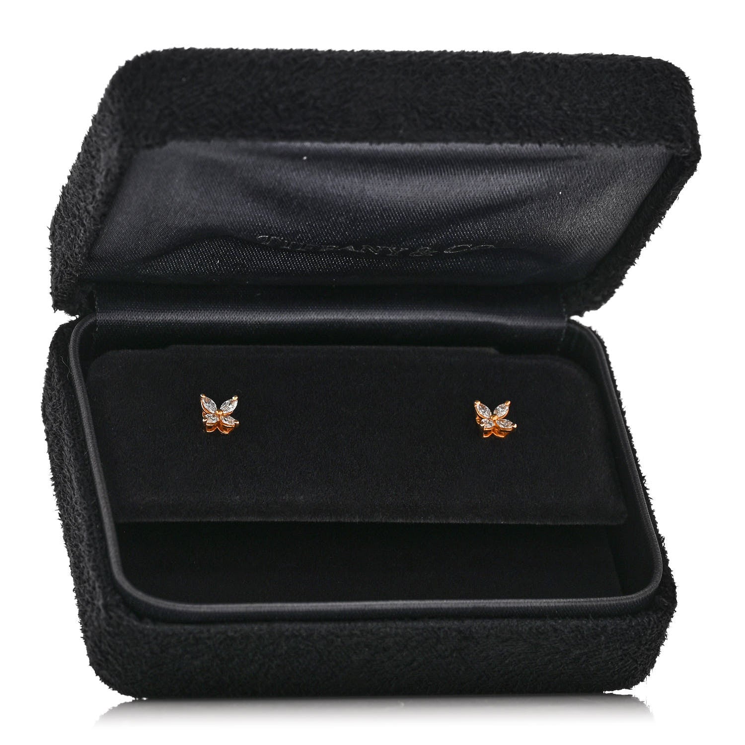 Tiffany 18K Rose Gold Diamond .19ct Mini Victoria Earrings 5 of 5
