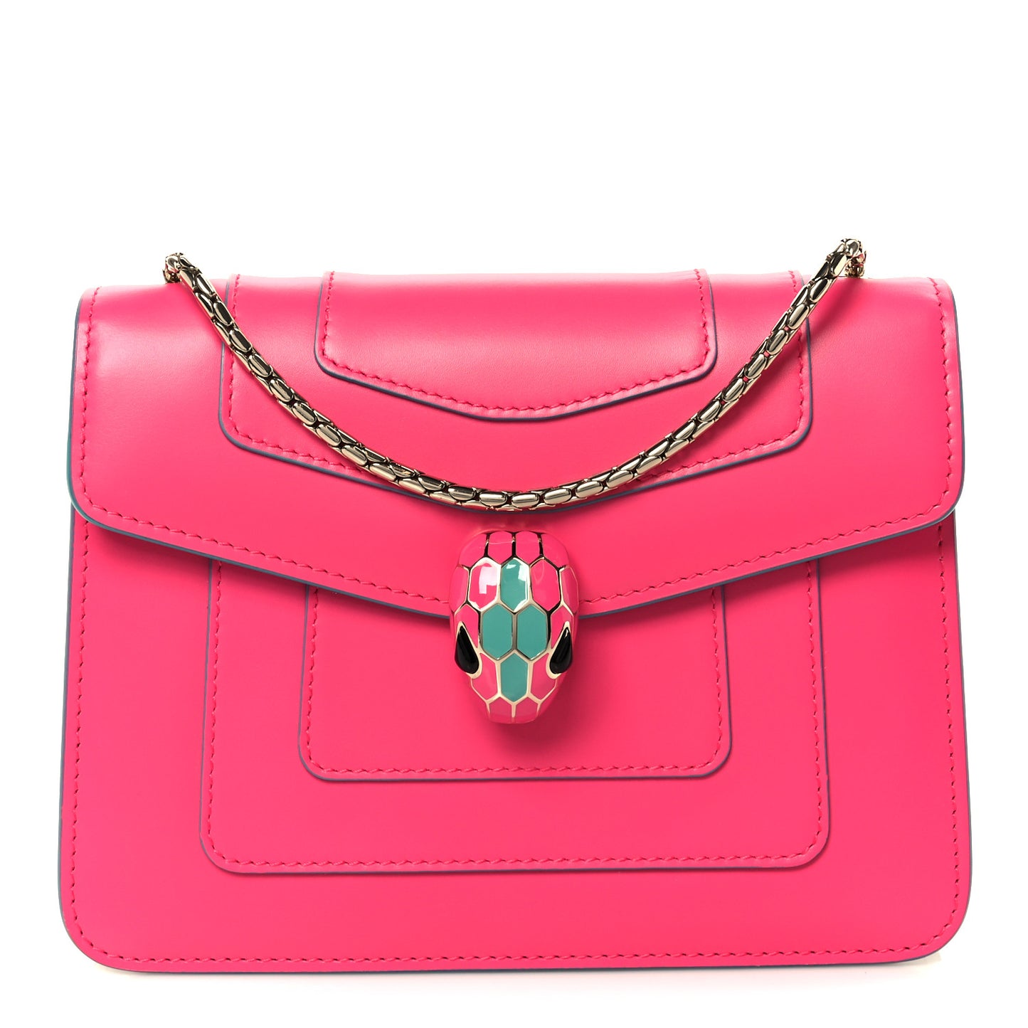 Calfskin Small Serpenti Forever Snake Strap Crossbody Bag Pink