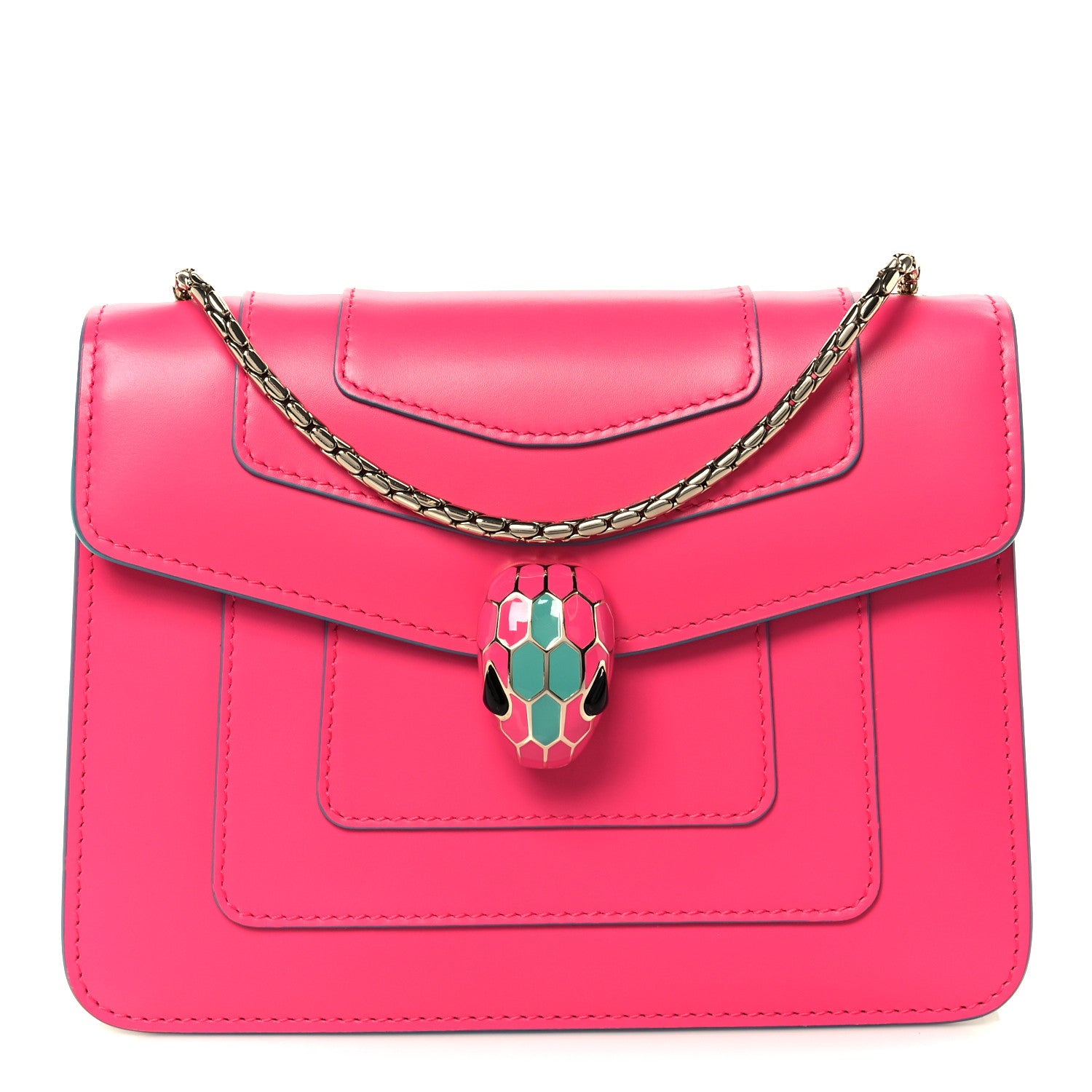 Bulgari Calfskin Small Serpenti Forever Snake Strap Crossbody Bag Pink 1 of 12