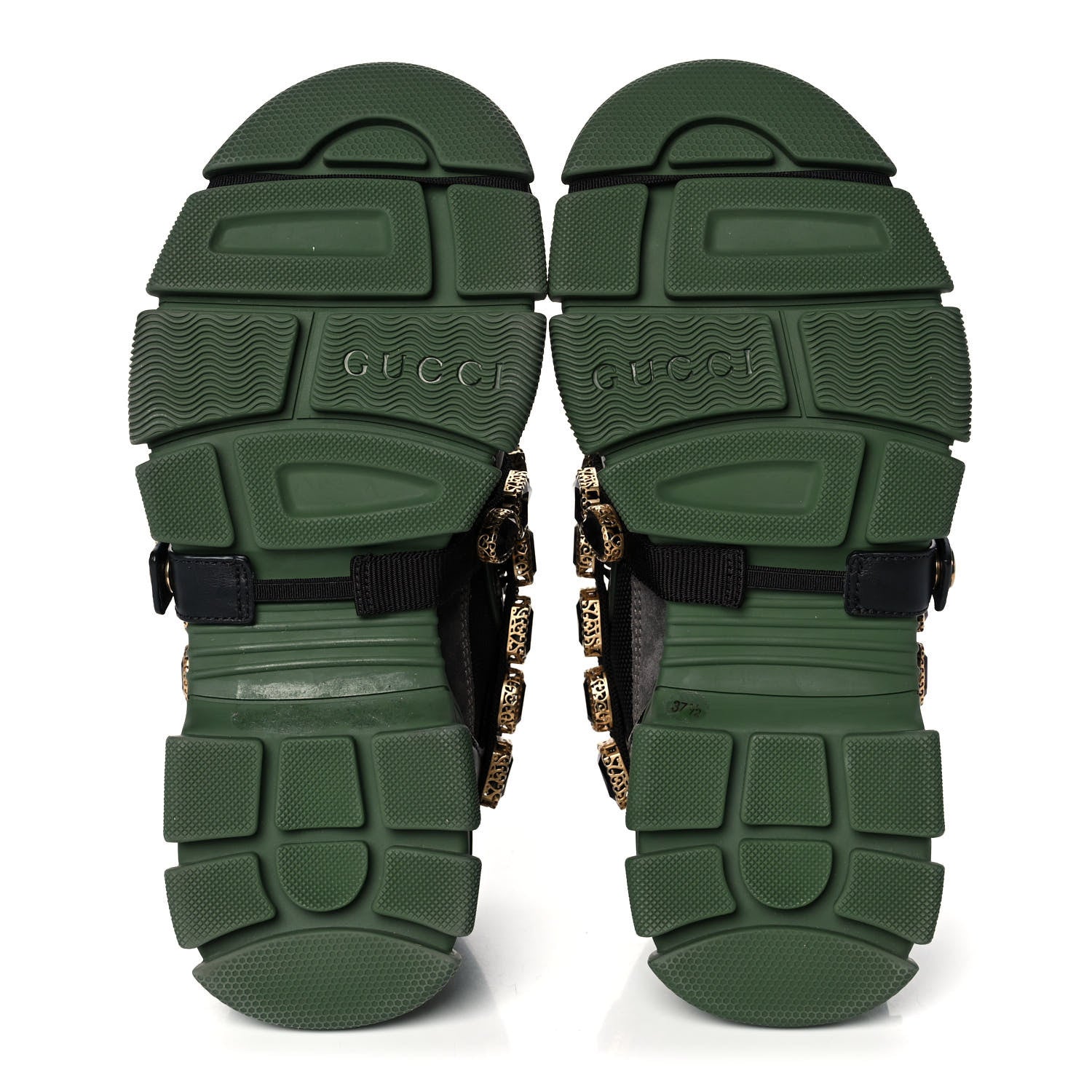 Gucci X SEGA Mesh Suede Calfskin Removable Crystals Flashtrek Sneakers 37.5 Loess Black Olive Green 5 of 8