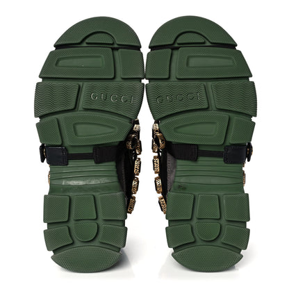 Gucci X SEGA Mesh Suede Calfskin Removable Crystals Flashtrek Sneakers 37.5 Loess Black Olive Green 5 of 8