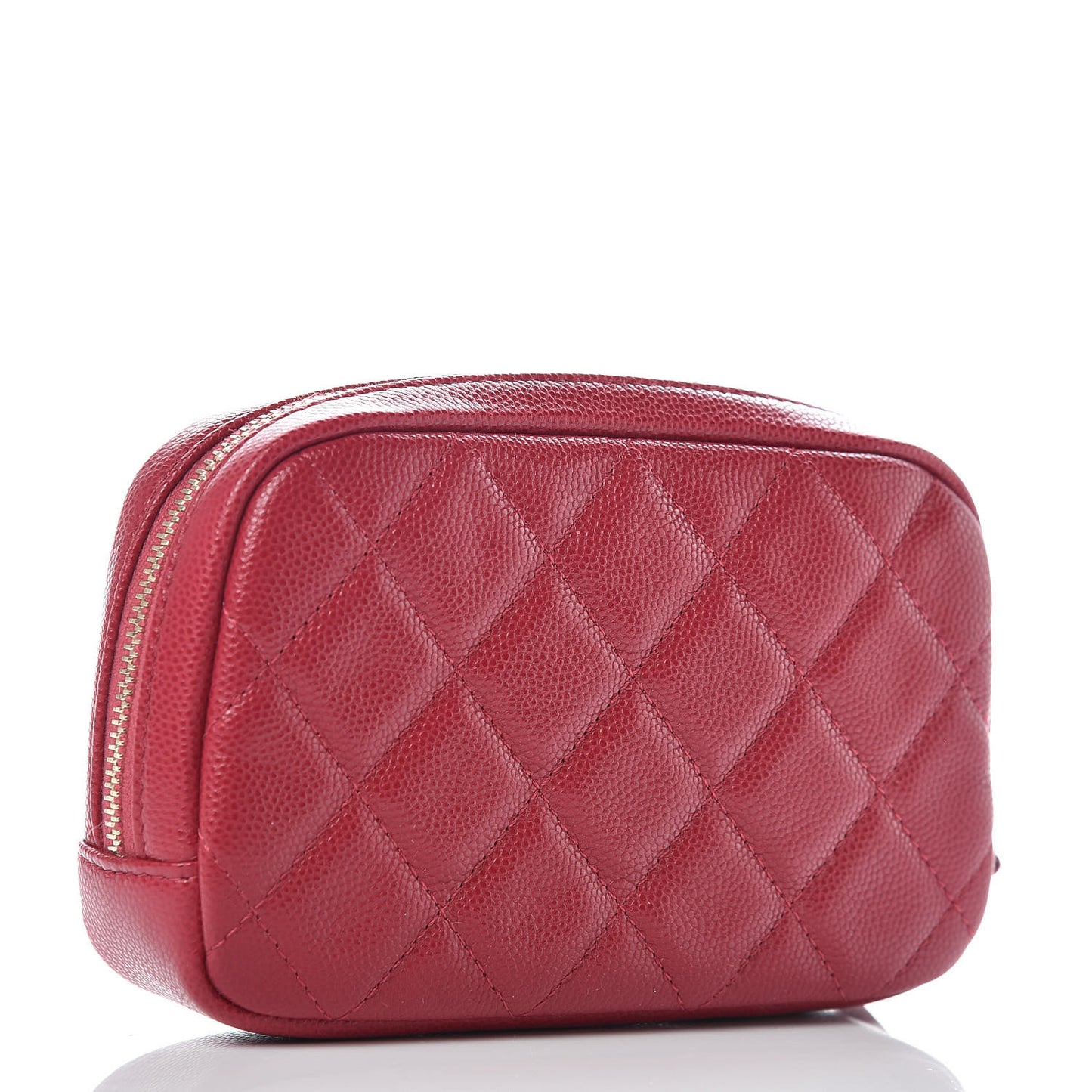 Caviar Quilted Small Curvy Pouch Cosmetic Case Dark Pink