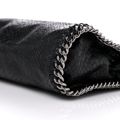Stella McCartney Metallic Faux Snakeskin Small Falabella Fold Over Tote Black 7 of 7