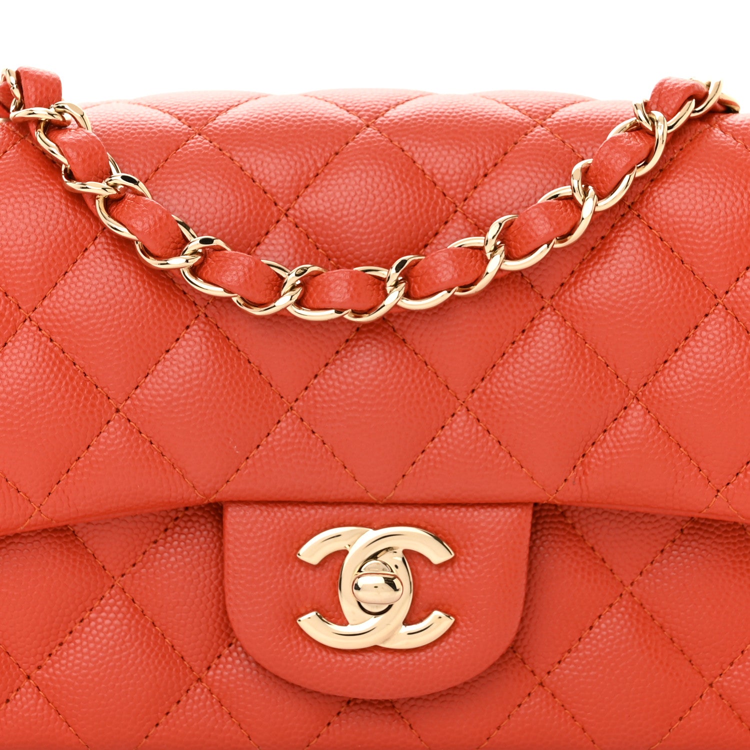 Chanel Caviar Quilted Mini Rectangular Flap Orange 8 of 12
