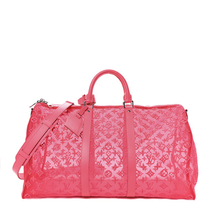 Louis Vuitton Monogram Fluo See Through Keepall Bandouliere 50 Rose 1 of 9
