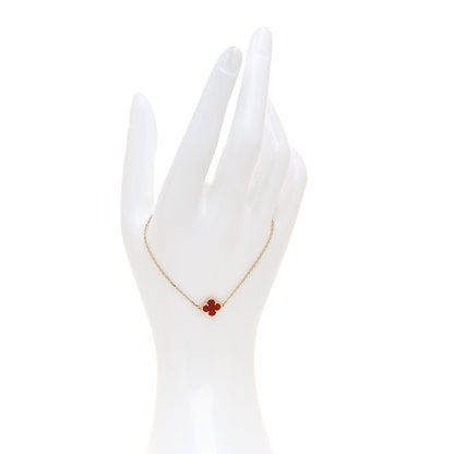 Van Cleef & Arpels 18K Rose Gold Carnelian Sweet Alhambra Bracelet 2 of 7