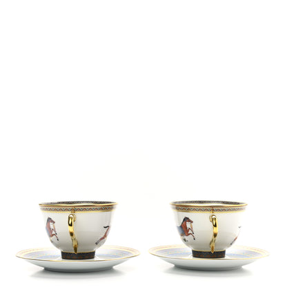 Hermes Porcelain Cheval d'Orient Tea Cup and Saucer Set of 2 4 of 10