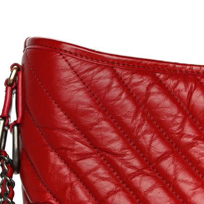 Chanel Aged Calfskin Chevron Quilted Medium Gabrielle Hobo Red 25 of 29