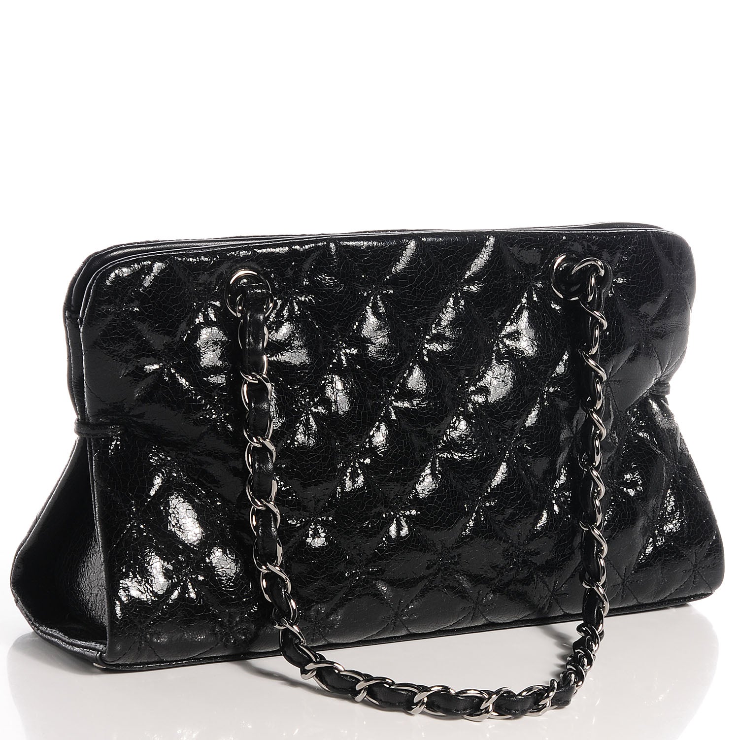 Chanel Glazed Crackled Calfskin Small Reissue Tote Black 3 of 8
