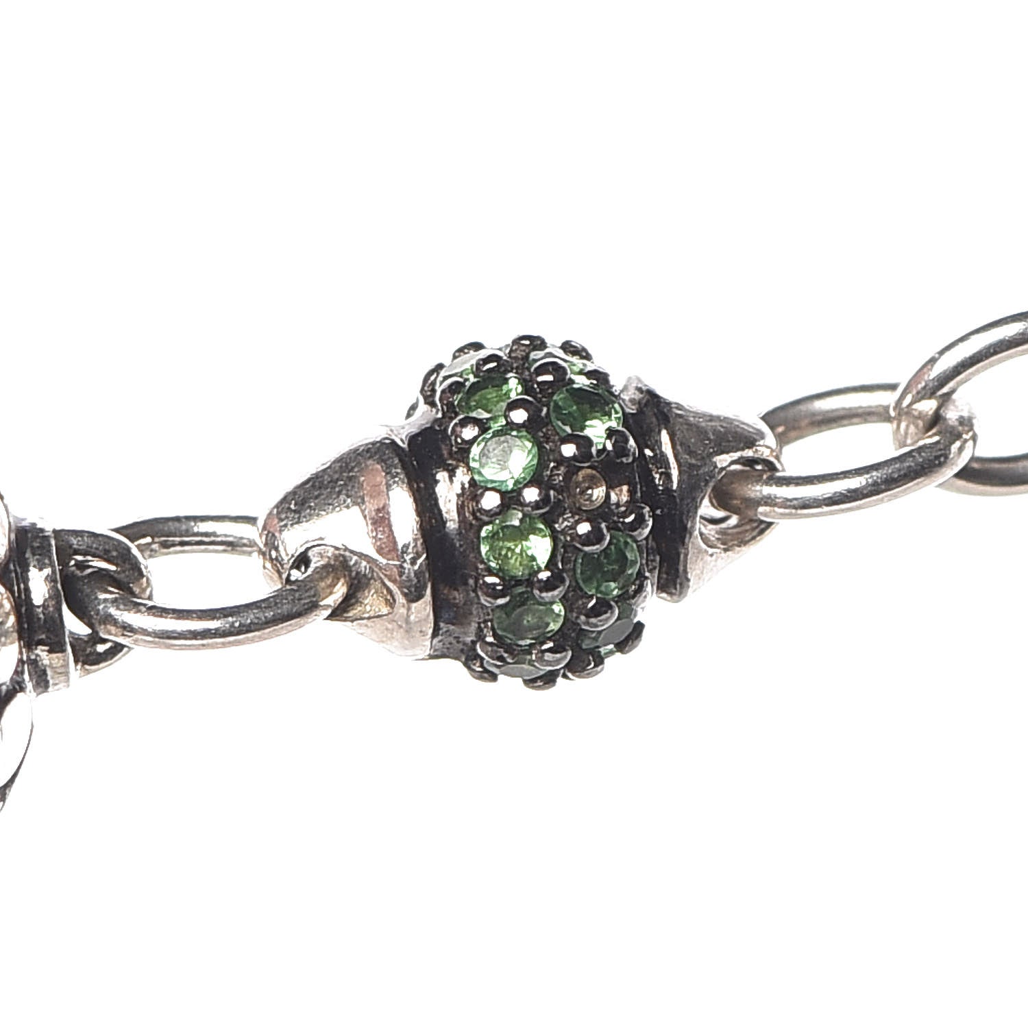 John Hardy Sterling Silver Malachite Green Onyx Tsavorite Batu Dot Station Necklace 4 of 7